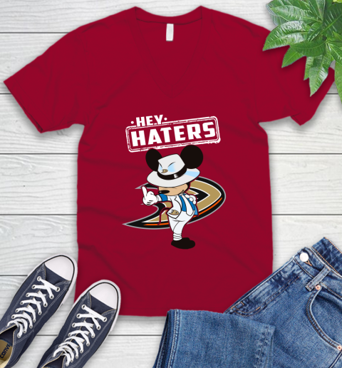 NHL Hey Haters Mickey Hockey Sports Anaheim Ducks V-Neck T-Shirt 7
