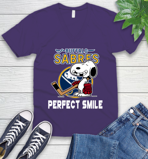 NHL Buffalo Sabres Snoopy Perfect Smile The Peanuts Movie Hockey T Shirt V-Neck T-Shirt 9