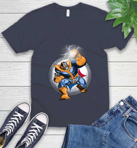Pittsburgh Steelers NFL Football Thanos Avengers Infinity War Marvel V-Neck T-Shirt 8