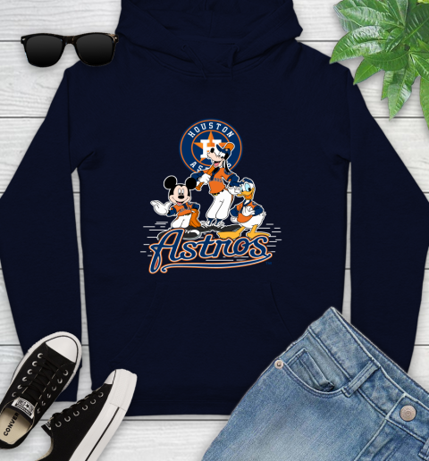 MLB Houston Astros Mickey Mouse Donald Duck Goofy Baseball T Shirt Youth Hoodie 3