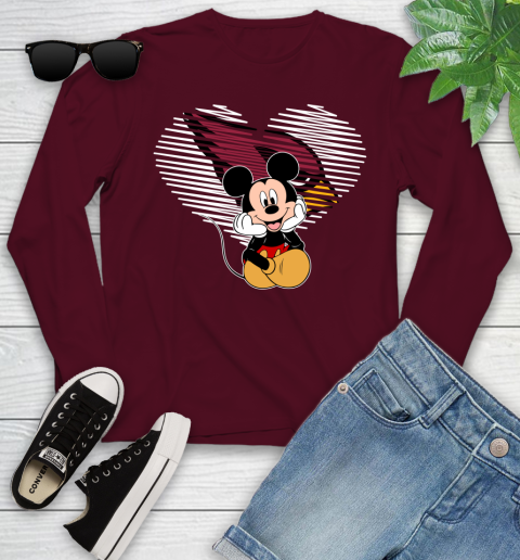 NFL Arizona Cardinals The Heart Mickey Mouse Disney Football T Shirt_000 Youth Long Sleeve 6
