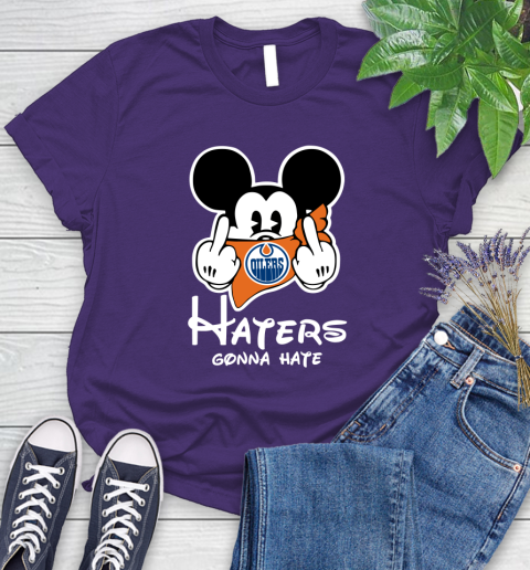 NHL Edmonton Oilers Haters Gonna Hate Mickey Mouse Disney Hockey T Shirt Women's T-Shirt 4