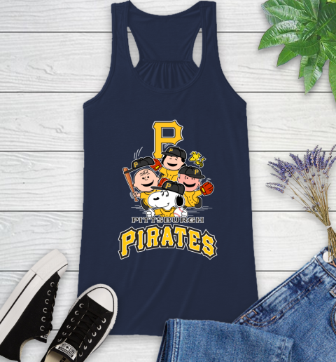 MLB Pittsburgh Pirates Snoopy Charlie Brown Woodstock The Peanuts Movie Baseball T Shirt_000 Racerback Tank 9