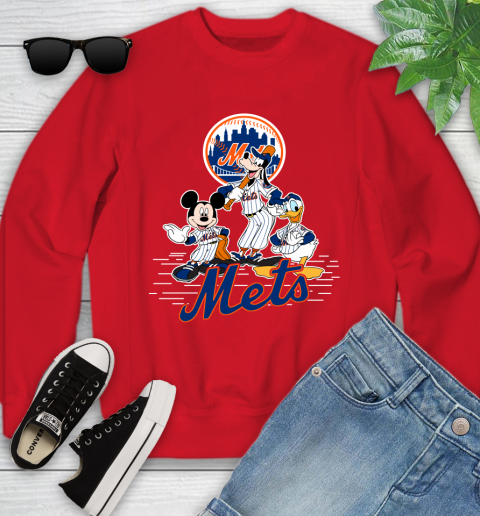 MLB New York Mets Mickey Mouse Donald Duck Goofy Baseball T Shirt Youth Sweatshirt 8