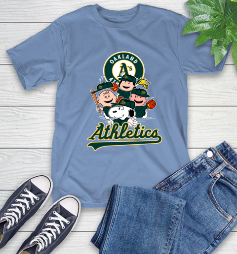 MLB Oakland Athletics Snoopy Charlie Brown Woodstock The Peanuts Movie Baseball T Shirt_000 T-Shirt 12