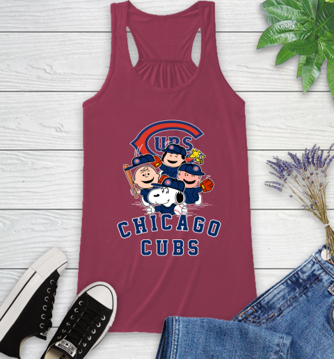 MLB Chicago Cubs Snoopy Charlie Brown Woodstock The Peanuts Movie Baseball T Shirt Racerback Tank 7
