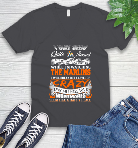 Miami Marlins MLB Baseball Don't Mess With Me While I'm Watching My Team V-Neck T-Shirt 4