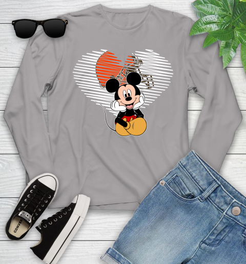 NFL Cleveland Browns The Heart Mickey Mouse Disney Football T Shirt_000 Youth Long Sleeve 5