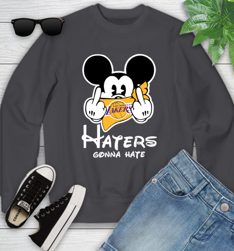 NBA Los Angeles Lakers Haters Gonna Hate Mickey Mouse Disney Basketball T Shirt Youth Sweatshirt 5