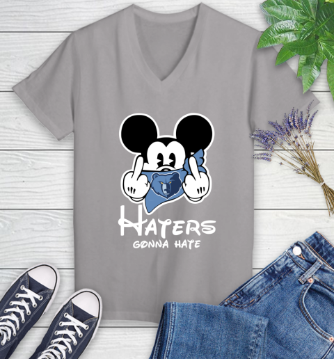 NBA Memphis Grizzlies Haters Gonna Hate Mickey Mouse Disney Basketball T Shirt Women's V-Neck T-Shirt 4