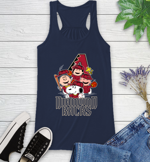 MLB Arizona Diamondbacks Snoopy Charlie Brown Woodstock The Peanuts Movie Baseball T Shirt_000 Racerback Tank 9
