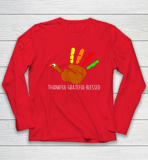 Thanksgiving Shirt Turkey Hand Print Funny Thanksgiving Day Long Sleeve T-Shirt 7