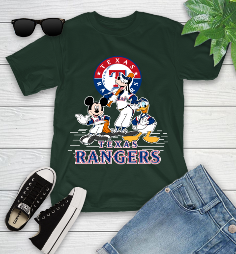 MLB Texas Rangers Mickey Mouse Donald Duck Goofy Baseball T Shirt Youth T-Shirt 5