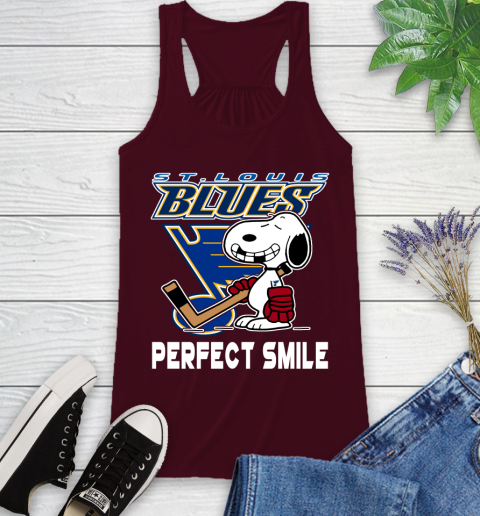 NHL St.Louis Blues Snoopy Perfect Smile The Peanuts Movie Hockey T Shirt Racerback Tank 2