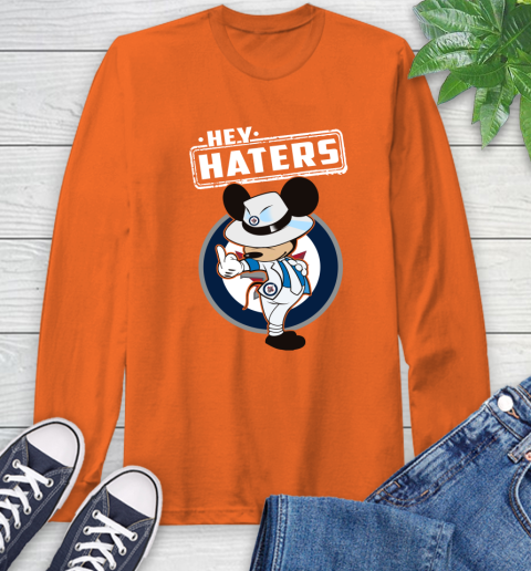 NHL Hey Haters Mickey Hockey Sports Winnipeg Jets Long Sleeve T-Shirt 4