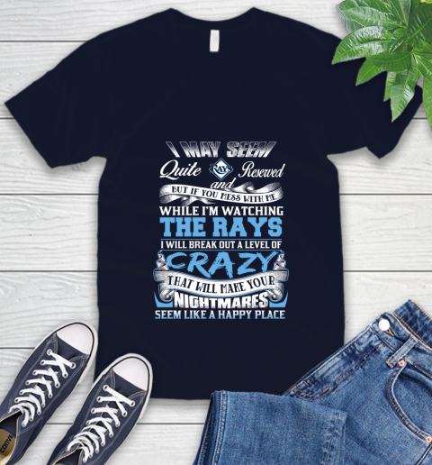 Tampa Bay Rays MLB Baseball Don't Mess With Me While I'm Watching My Team V-Neck T-Shirt 2
