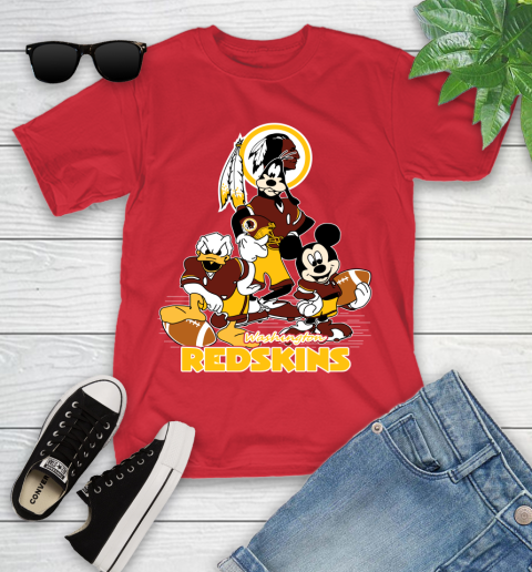 NFL Washington Redskins Mickey Mouse Donald Duck Goofy Football Shirt Youth T-Shirt 13