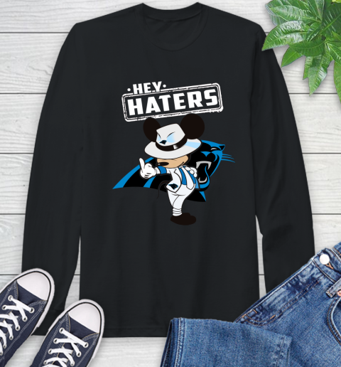 NFL Hey Haters Mickey Football Sports Carolina Panthers Long Sleeve T-Shirt
