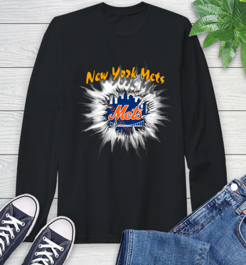 New York Mets MLB Baseball Adoring Fan Rip Sports Long Sleeve T-Shirt