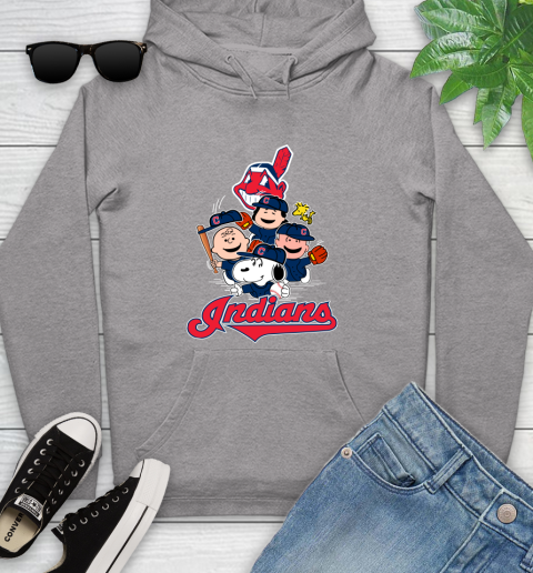 MLB Cleveland Indians Snoopy Charlie Brown Woodstock The Peanuts Movie Baseball T Shirt_000 Youth Hoodie 6