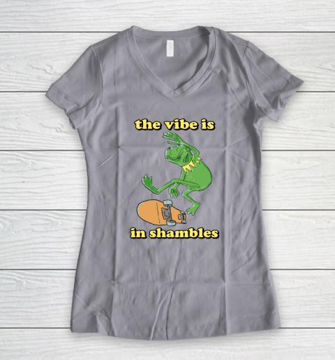 The Vibe Is In Shambles Kermit The Frog Women's V-Neck T-Shirt 2