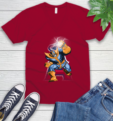 Los Angeles Angels MLB Baseball Thanos Avengers Infinity War Marvel V-Neck T-Shirt 7