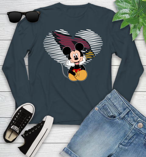 NFL Arizona Cardinals The Heart Mickey Mouse Disney Football T Shirt_000 Youth Long Sleeve 9