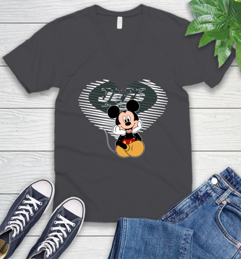NFL New York Jets The Heart Mickey Mouse Disney Football T Shirt_000 V-Neck T-Shirt 4