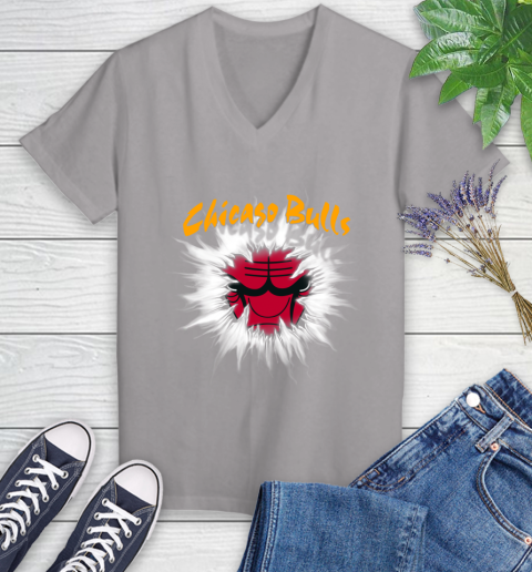 Chicago Bulls NBA Basketball Rip Sports Women's V-Neck T-Shirt 4