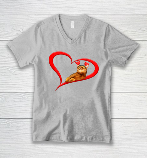 Funny Abyssinian Cat Valentine Pet Kitten Cat Lover V-Neck T-Shirt 2