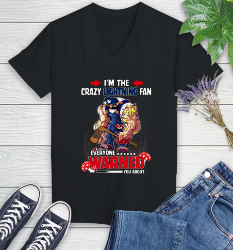 Tampa Bay Lightning NHL Hockey Mario I'm The Crazy Fan Everyone Warned You About Women's V-Neck T-Shirt