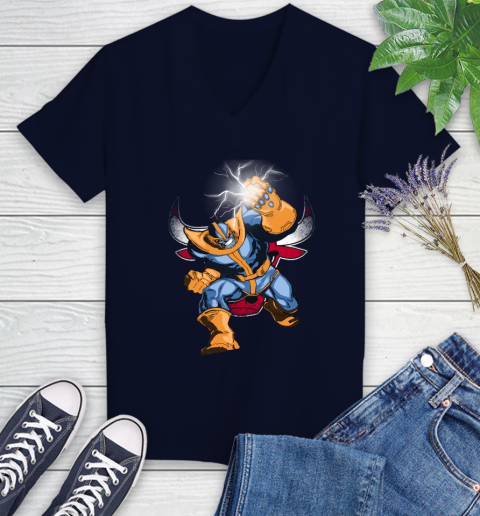Chicago Bulls NBA Basketball Thanos Avengers Infinity War Marvel Women's V-Neck T-Shirt 2