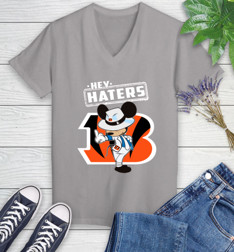NFL Hey Haters Mickey Football Sports Cincinnati Bengals Women's V-Neck T-Shirt 4