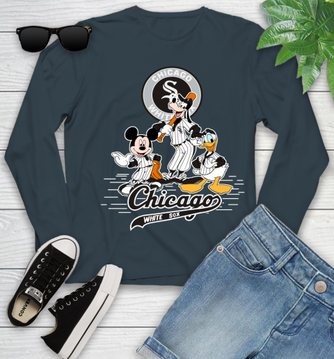 MLB Chicago White Sox Mickey Mouse Donald Duck Goofy Baseball T Shirt Youth Long Sleeve 9