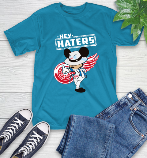 NHL Hey Haters Mickey Hockey Sports Detroit Red Wings T-Shirt 9