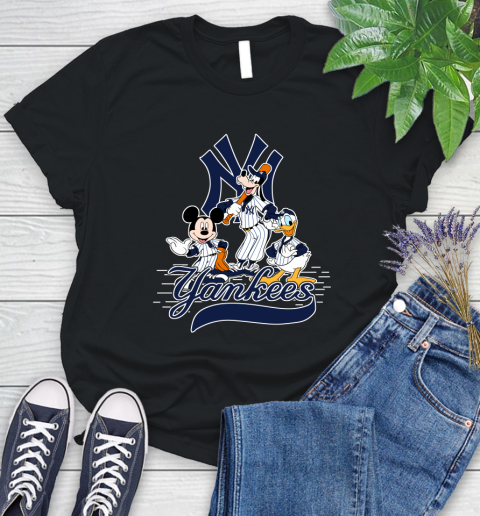 MLB New York Yankees Mickey Mouse Donald Duck Goofy Baseball T Shirt Women's T-Shirt