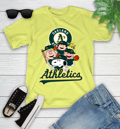 MLB Oakland Athletics Snoopy Charlie Brown Woodstock The Peanuts Movie Baseball T Shirt_000 Youth T-Shirt 10
