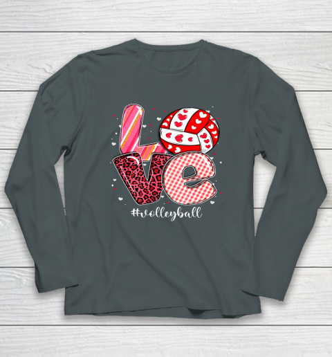 Funny Valentine Volleyball Player Sport Lovers Family Outfit Long Sleeve T-Shirt 11