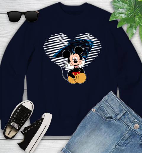 NFL Carolina Panthers The Heart Mickey Mouse Disney Football T Shirt_000 Youth Sweatshirt 2