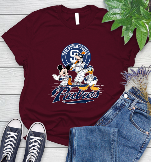 MLB San Diego Padres Mickey Mouse Donald Duck Goofy Baseball T Shirt Women's T-Shirt 7
