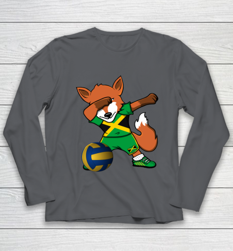 Dabbing Fox Jamaica Volleyball Fans Jersey Jamaican Youth Long Sleeve 8
