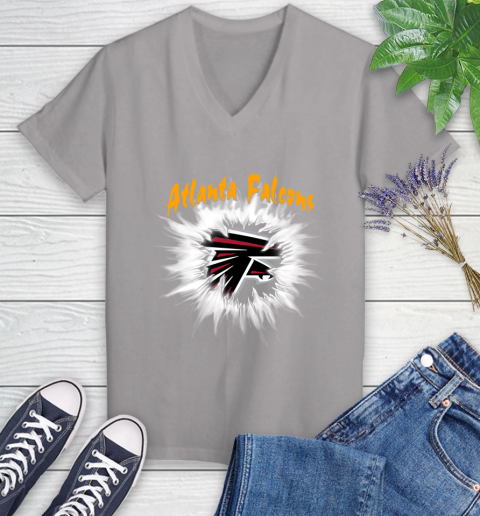 Atlanta Falcons NFL Football Adoring Fan Rip Sports Women's V-Neck T-Shirt 4