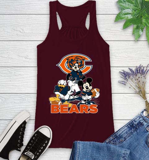 NFL Chicago Bears Mickey Mouse Donald Duck Goofy Football Shirt Racerback Tank 2