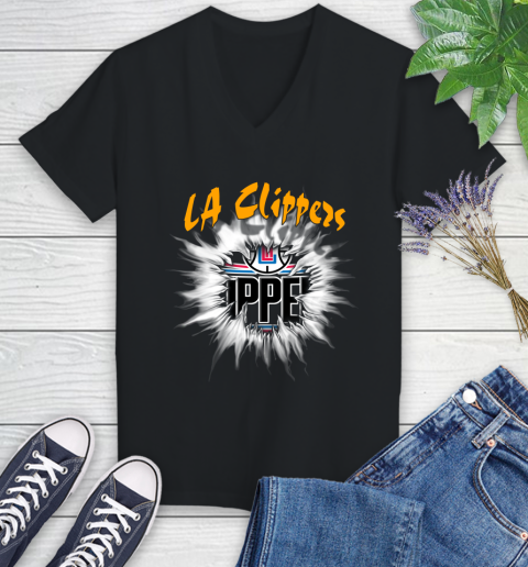 LA Clippers NBA Basketball Rip Sports Women's V-Neck T-Shirt