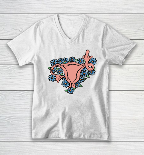 Middle Finger Uterus Pro choice Feminist V-Neck T-Shirt