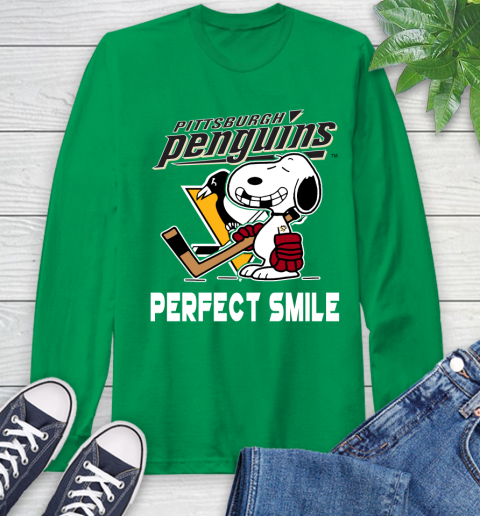 NHL Pittsburgh Penguins Snoopy Perfect Smile The Peanuts Movie Hockey T Shirt Long Sleeve T-Shirt 8