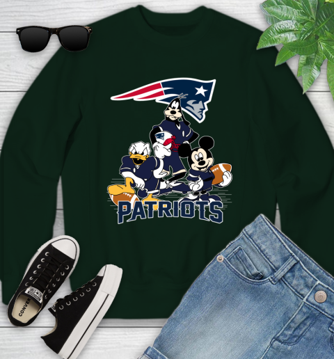 NFL New England Patriots Mickey Mouse Donald Duck Goofy Football Shirt Youth Sweatshirt 9