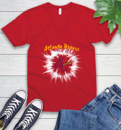 Atlanta Braves MLB Baseball Adoring Fan Rip Sports V-Neck T-Shirt 6