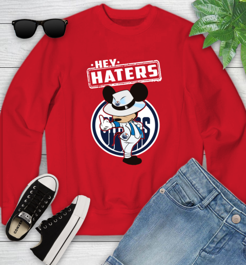 NHL Hey Haters Mickey Hockey Sports Edmonton Oilers Youth Sweatshirt 8
