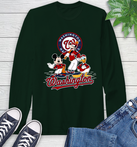 MLB Washington Nationals Mickey Mouse Donald Duck Goofy Baseball T Shirt Long Sleeve T-Shirt 7